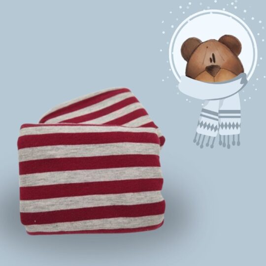 tessuto jersey rigato, cotone e viscosa, colore bordeaux e grigio melange