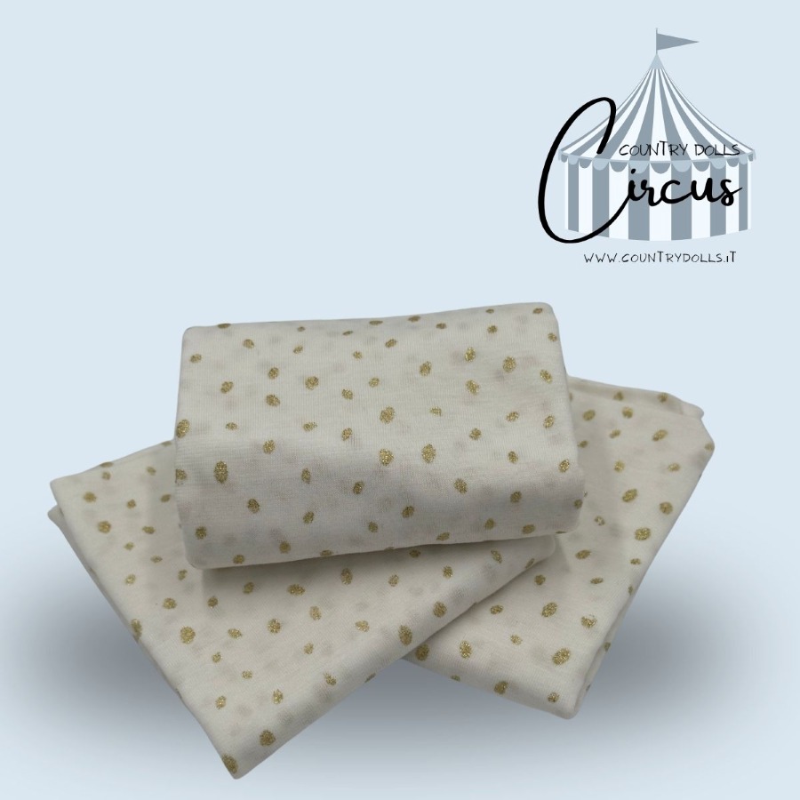 JER2515 - jersey bianco pois oro glitter