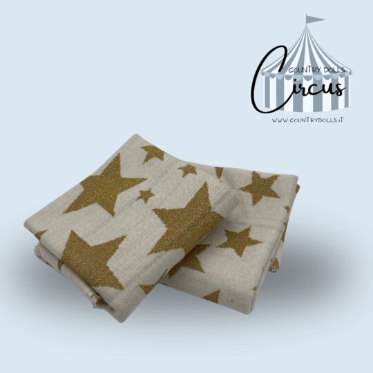 TEXFL2508 tessuto felpato panna a stelle oro vintage