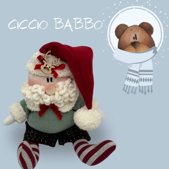 Cartamodello per la realizzazione di un babbo natale di 20 cm in tessuto e dei suoi vestiti ed accessori
